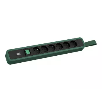 Bachmann PRIMO 2 6x Type E lizdų ilgintuvas su jungikliu ir pakabinimo kilpa 2,0 m CEE 7/7 kištukas pušų žalia (RAL 6028)