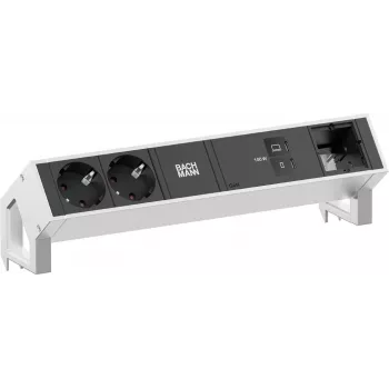 Bachmann DESK2 Stalo maitinimo modulis 2x Schuko 1x USB-C 100W 1x Papildomų modulių lizdas 1m Laidas INOX