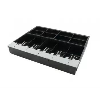 ARTDEV Cash Tray Insert, skirtas AC-4280 kasos stalčiui – 8 monetų skyriai, 5 banknotų skyriai, juoda