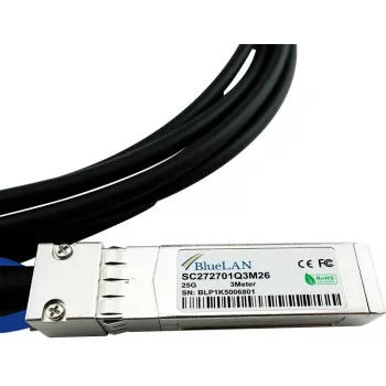 BlueLAN suderinamas HPE 844477-B21 25GBASE-CR pasyvus SFP28 į SFP28 tiesioginio prijungimo kabelis, 3 metrai, AWG26