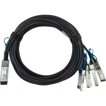 BlueOptics MikroTik XQ+BC0002-XS+ suderinamas BlueLAN QSFP28 Breakout Direct Attach Cable (DAC) - Pasyvus 100 Gigabit iki 4x25 Gigabit dvigyslis varinis, QSFP28 į 4xSFP28, 0,5 m