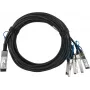 BlueOptics MikroTik XQ+BC0002-XS+ suderinamas BlueLAN QSFP28 Breakout Direct Attach Cable (DAC) - Pasyvus 100 Gigabit iki 4x25 Gigabit dvigyslis varinis, QSFP28 į 4xSFP28, 0,5 m