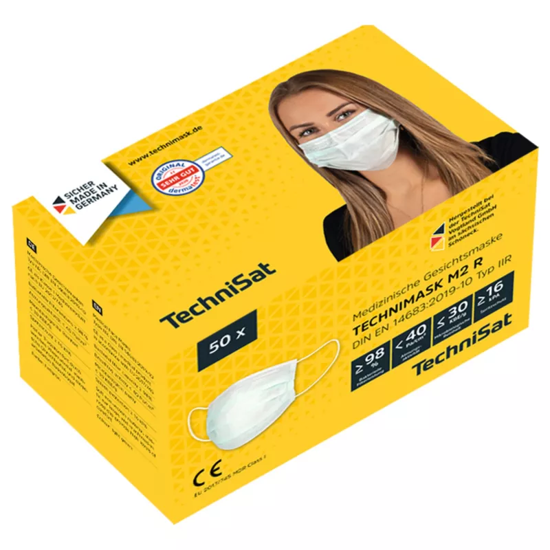 TECHNIMASK M2 R Medicininė veido kaukė IIR tipo, 50 vnt., mėlyna