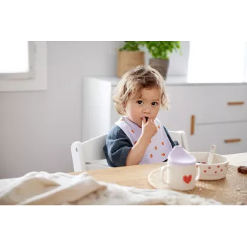 Lassig Happy Rascals Heart Lavender 5 dalių vaikų indų rinkinys