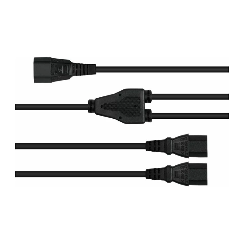 Kabelmeister Y Power Splitter Cable C14 to 2x C13, 0,2m, juoda