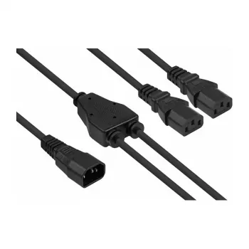 Kabelmeister Y Power Splitter Cable C14 to 2x C13, 0,2m, juoda
