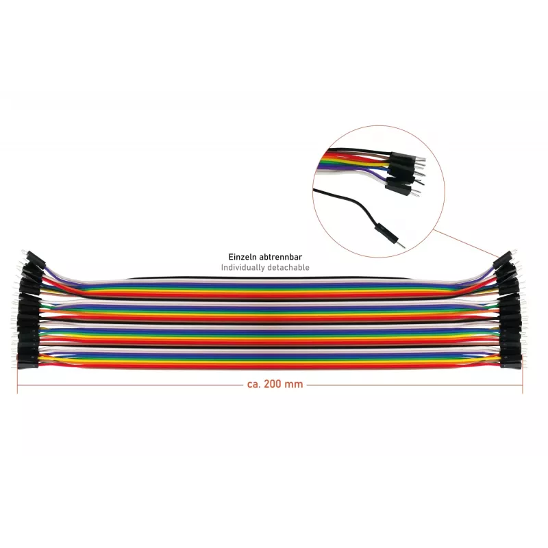kabelmeister® Jumper Wire 40 kontaktų atskiriami laidai, skirti Arduino, Raspberry Pi ir kt., vyriški į vyriškus