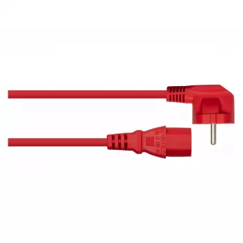 Kabelmeister Power Cord Schuko Plug Type E+F (90° Angled) to IEC C13, Red, 0.75 m