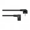 Kabelmeister Power Cable Schuko Type E+F 90° Angled to IEC C15 Right-Angled, 2m, Black