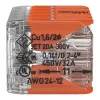 WAGO 221-420 Kompaktiška sujungimo jungtis su svirtelėmis, 10 laidininkų, 0,2-4 mm², permatomas korpusas, oranžinė svirtelė, 10 vnt. pakuotė