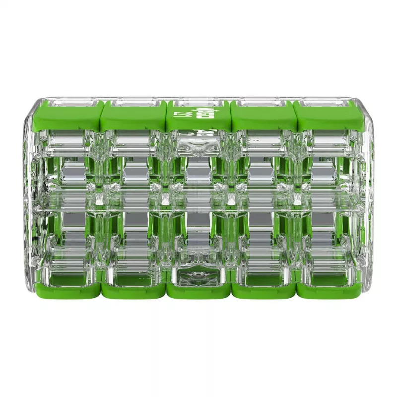 WAGO 221-430 COMPACT 2-Conductor Connector, 0.2-4 mm², 15 vnt., Green Range