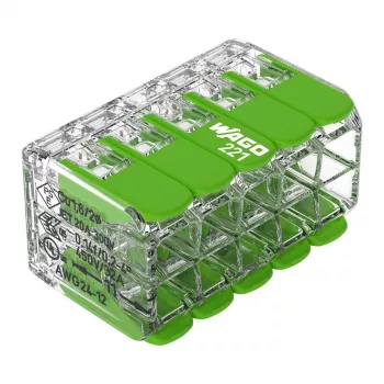 WAGO 221-430 COMPACT 2-Conductor Connector, 0.2-4 mm², 15 vnt., Green Range