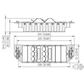 MetzConnect E-DAT subway 6x8(8) GB3 tuščias duomenų jungties blokas - Cat6 - 6x RJ45 - Perlų baltumo - Be modulių (1309360601-E)