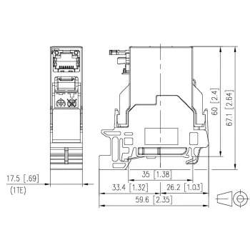 METZ CONNECT RJ45 Keystone modulis Cat6A ekranuotas pilkas 1401806113KE
