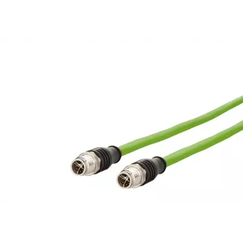 METZ CONNECT M12 į RJ45 jungiamasis kabelis, Cat.5e, 2m, D-koduotas, PUR, žalias
