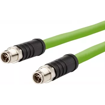 METZ CONNECT M12 X-koduotas jungiamasis kabelis, SF/UTP CAT 6a, 2,0 m, žalias, be halogenų, tinkamas grandininei sistemai