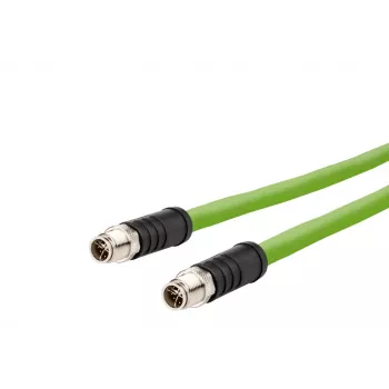 METZ CONNECT pramoninis Ethernet kabelis M12 į M12 8 kontaktų X-koduotas CAT 6a S/FTP 10m žalias atsparus sukimui be halogenų