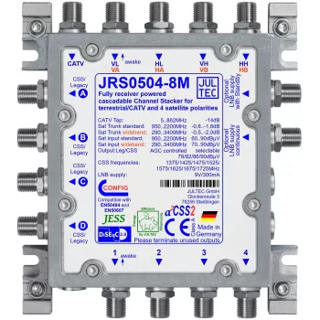 JULTEC JRS0504-8M Unicable II vieno kabelio keitiklis 4 SAT įėjimai 8 vartotojų dažnių juostos