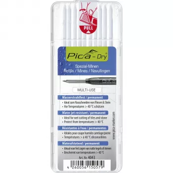 PICA-MARKER Pica DRY Refills White - 10 Leads, 2.8 mm, 85 mm