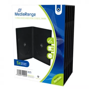 MEDIARANGE Retail Pack DVD dėklas dvigubas - DVD vaizdo dėžutė - Talpa: 2 CD/DVD - juodas (5 vienetų paketas)
