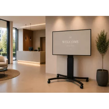 celexon Expert Adjust-4286MB Mobilus ekrano vežimėlis 42 inch-86 inch ekranams, anoduotas aliuminis, juoda (RAL 9005)