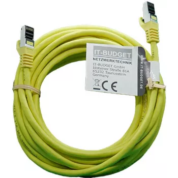 IT-BUDGET Full Copper Premium Patch Cable - Flex AWG 26 - Cat.8.1 - 2000 MHz - Halogen-Free - PoE+ - 40 Gbit - Geltona - 5 m