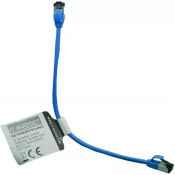 IT-BUDGET Full Copper Premium Patch Cable - Slim AWG 28 - Cat.8.1 - 2000 MHz - Halogen-Free - PoE+ - 40 Gbit - Blue - 0.15 m
