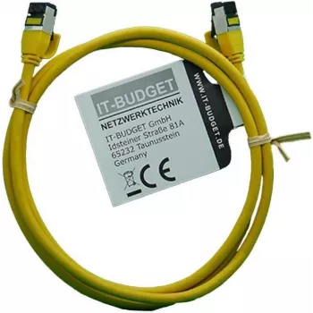 IT-BUDGET Full Copper Premium Patch Cable - Slim AWG 28 - Cat.8.1 - 2000 MHz - Halogen-Free - PoE+ - 40 GBit - Geltona - 1,5 m