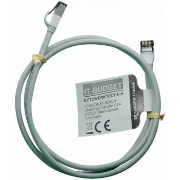 IT-BUDGET Full Copper Premium Patch Cable - Slim AWG 28 - Cat.8.1 - 2000 MHz - Halogen-Free - PoE+ - 40 Gbit - Grey - 1 m