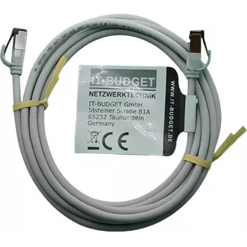 IT-BUDGET Full Copper Premium Patch Cable - Slim AWG 28 - Cat.8.1 - 2000 MHz - Halogen-Free - PoE+ - 40 Gbit - Grey - 2 m (90ITBSLIM81PK2G)