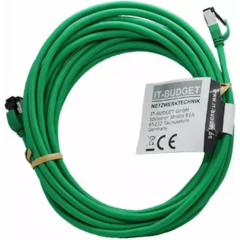 IT-BUDGET Full Copper Premium Patch Cable - Slim AWG 28 - Cat.8.1 - 2000 MHz - Halogen-Free - PoE+ - 40 GBit - Green - 5 m (90ITBSLIM81PK5GR)
