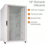 IT-BUDGET 19-Inch Network Cabinet SRK - 27U - 800x800 mm - Glass/Solid Steel Door - Cable Ducts - Flatpack - Light Grey (RAL 7035)