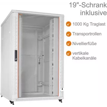 IT-BUDGET 19-Inch Network Cabinet SRK - 27 HE - Plotis x Gylis 800x800 mm - Stiklinės / Plieninės durys - Kabelių kanalai - Surinktas - Šviesiai pilka (RAL 7035) (99ITB19SRK2788GGNM)