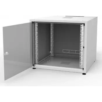 IT-BUDGET 19 inch tinklo spinta SJB - 10U - 600x600 mm - stiklinės durys - galinis skydas - šviesiai pilka (W-3987-01-01-011-BBL)