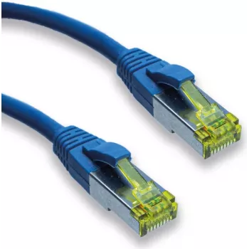 IT-BUDGET Vollkupfer Premium Patch Cable - Super Flex TPE - Cat.6A - su Cat.7 žaliava - 600 MHz - Halogen-Free - PoE+ - 10GBit - Mėlyna - 0,50 m