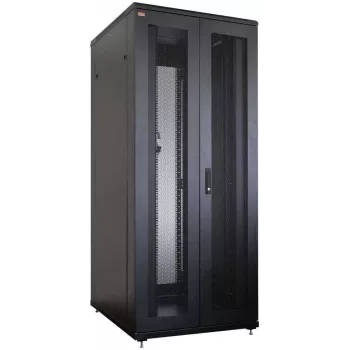 IT-BUDGET 19-Inch Network Cabinet SRK - 42U - 800x800 mm - Perforated Double Doors Front and Rear - Cable Channels - Flatpack - Black (RAL 9005)