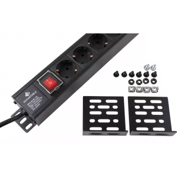 Rockstable 15-Way Power Strip - Power Distributor - Black - 1U - 2 m - 125/250 V - 50-60 Hz (RS19-15PDU)