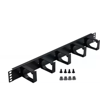 Rockstable 1U 19 inch 5 prievadų kabelių valdymo skydelis - juodas - 483 mm - 74 mm (RS19-03)