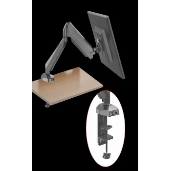 Rockstable RS-MM010B Profesionalus vieno monitoriaus laikiklis - tvirtinimas prie stalo spaustuku / per angą - 8 kg - 15-32 coliai - VESA 75x75/100x100 mm - Juodas