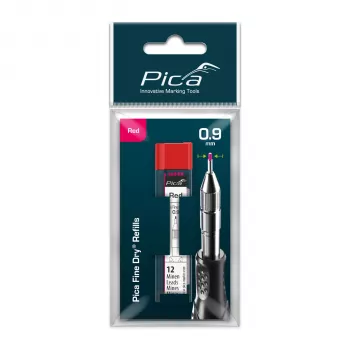PICA-MARKER Pica Fine-Dry Įdėklai Raudoni - 10 šerdžių, 2,8 mm, 125 mm, Lizdinė pakuotė