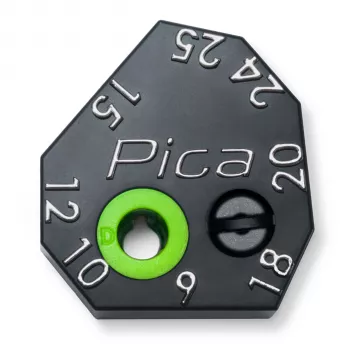 PICA-MARKER Pica Scriber Block – juodas ABS plastiko žymėjimo šablonas su pieštuko galąstuvu, kompasu, lygiagrečių linijų ir gylio žymėjimo kreiptuvu, skirtas Pica-Dry Longlife automatiniam pieštukui