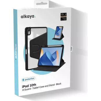 ALKAYA Lucid 360 iPad dėklas, skirtas iPad 10 kartos (10,9 colio, 2022) - Juodas (CS-40002)