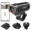 AKEEYO AKY-710S 4K motociklo vaizdo registratorius, dviejų kanalų, su GPS, Wi-Fi, IP67 vandeniui atsparus - juodas