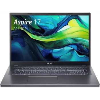 Acer Aspire 17 A17-51M nešiojamas kompiuteris - Intel Core 5 120U 1.4 GHz - 16 GB DDR5 RAM - 1.024 TB NVMe SSD - 17.3 inch Full HD LED - Windows 11 Pro - Intel Graphics - Wi-Fi 6E - Bluetooth 5.3 - sidabrinis/juodas