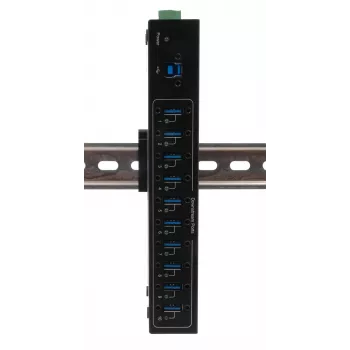 Exsys USB 3.2 Gen 1 10-Port Metal Hub su DIN-Rail komplektu, VIA VL811+ mikroschema, 5 Gbps, 5V/4A maitinimo adapteris, 1,8 m laidas