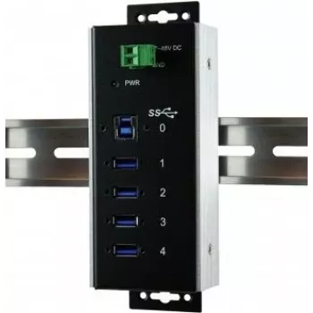 EXSYS EX-1185HMVS-WT Pramoninis USB 3.2 Gen 1 Hub, 4 prievadai, montuojamas ant DIN bėgio