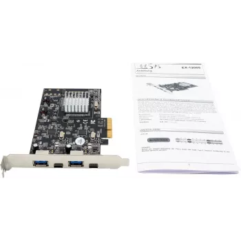 EXSYS EX-12005 PCI Express USB 3.2 Gen 2 (10 Gbps) 2-Port USB-A Host Controller Card with Low-Profile Bracket