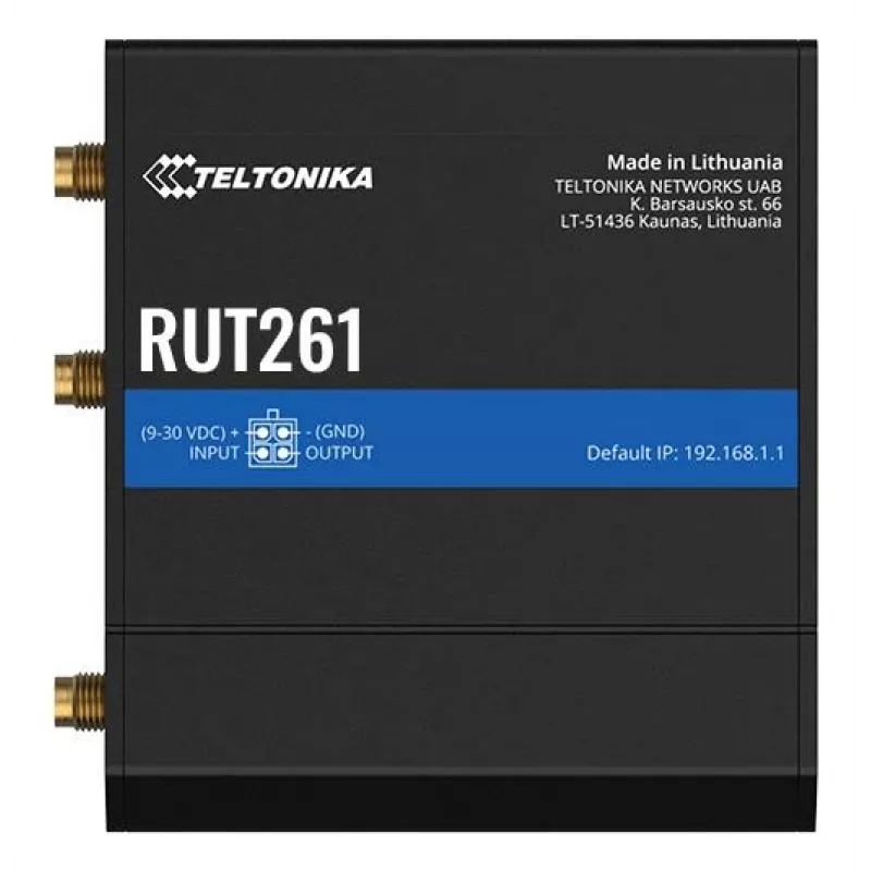 Teltonika Industrial Router RUT261 - 4G LTE Cat 6, Wi-Fi 4, Dual SIM, EU PSU