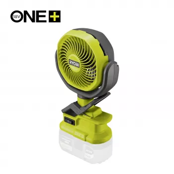 RYOBI ONE+ 18V belaidis spaustukinis ventiliatorius (tik įrankis) – 280 CFM, 360° sukimasis