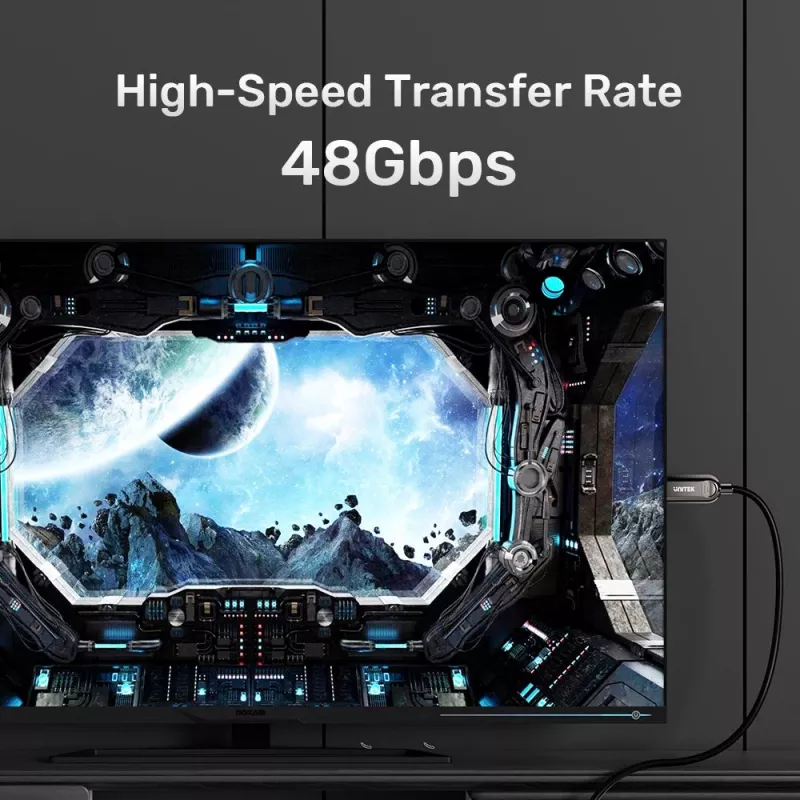 UNITEK Active Optical HDMI 2.1 laidas 8K 120Hz 70m juodas